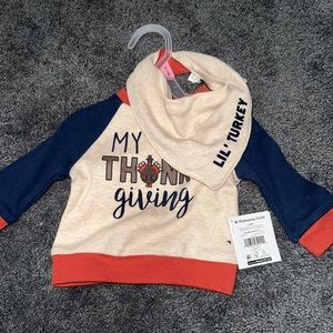 NWT Baby’s First Thanksgiving Sweater and Matching Bib